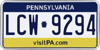 PA license plate LCW9294