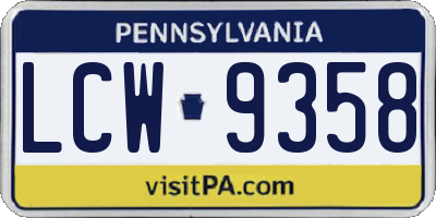 PA license plate LCW9358