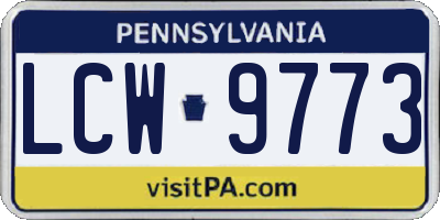 PA license plate LCW9773