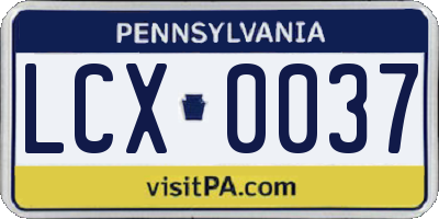 PA license plate LCX0037