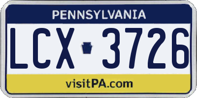 PA license plate LCX3726