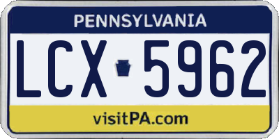 PA license plate LCX5962