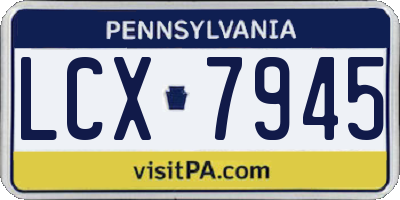 PA license plate LCX7945