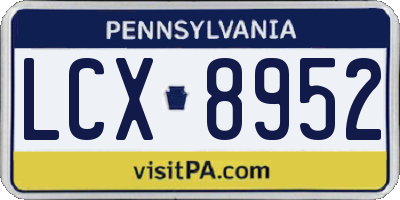 PA license plate LCX8952