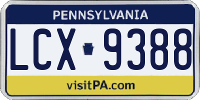 PA license plate LCX9388