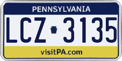 PA license plate LCZ3135