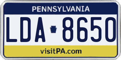 PA license plate LDA8650