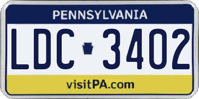 PA license plate LDC3402