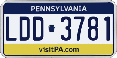 PA license plate LDD3781