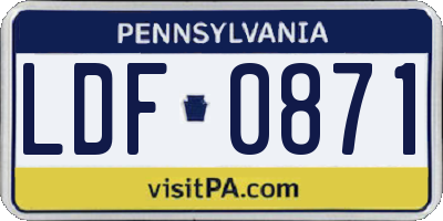 PA license plate LDF0871