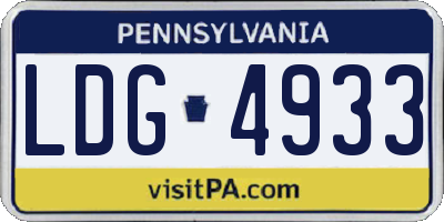 PA license plate LDG4933