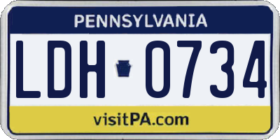 PA license plate LDH0734