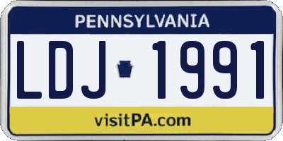 PA license plate LDJ1991