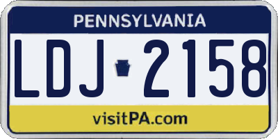 PA license plate LDJ2158