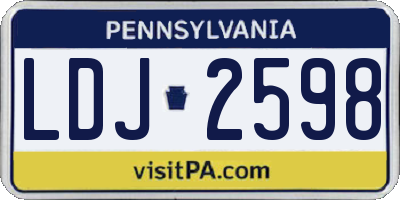 PA license plate LDJ2598