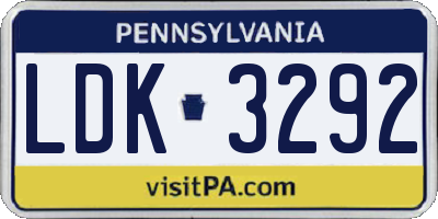 PA license plate LDK3292