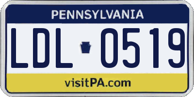 PA license plate LDL0519
