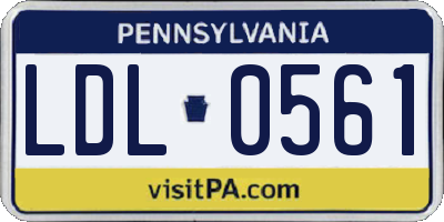 PA license plate LDL0561