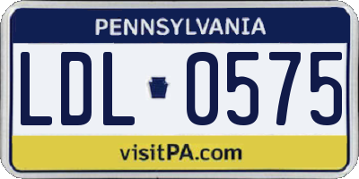 PA license plate LDL0575