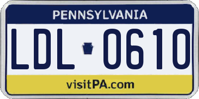PA license plate LDL0610