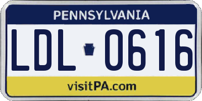 PA license plate LDL0616