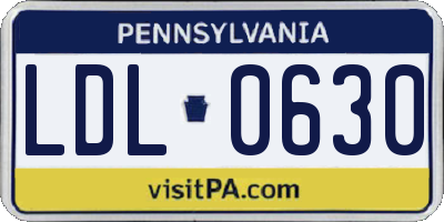 PA license plate LDL0630