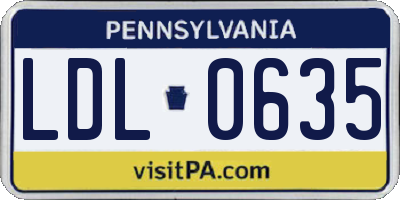 PA license plate LDL0635
