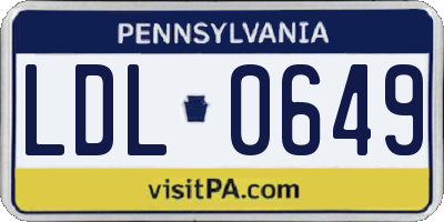 PA license plate LDL0649