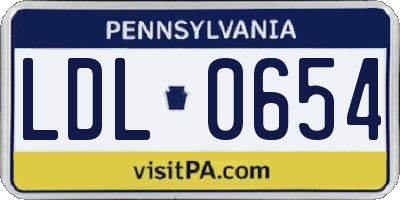 PA license plate LDL0654