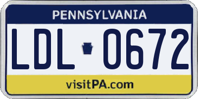 PA license plate LDL0672