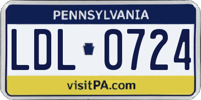 PA license plate LDL0724