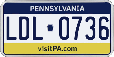 PA license plate LDL0736