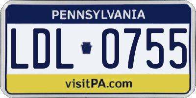 PA license plate LDL0755