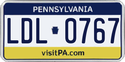 PA license plate LDL0767