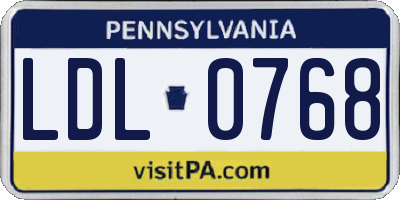PA license plate LDL0768