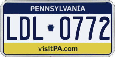 PA license plate LDL0772