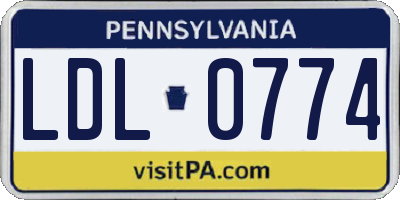 PA license plate LDL0774