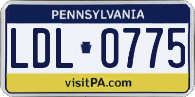 PA license plate LDL0775