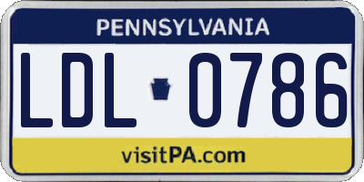 PA license plate LDL0786