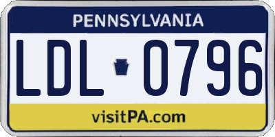 PA license plate LDL0796