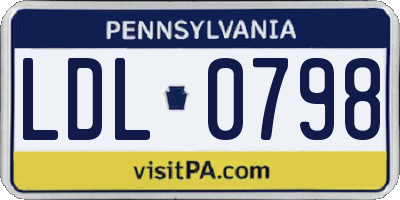 PA license plate LDL0798