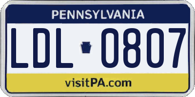 PA license plate LDL0807