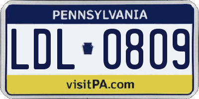 PA license plate LDL0809