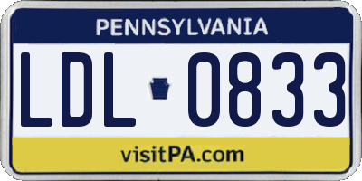 PA license plate LDL0833