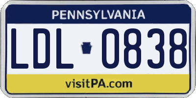 PA license plate LDL0838