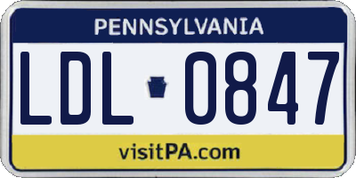 PA license plate LDL0847
