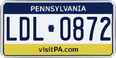 PA license plate LDL0872