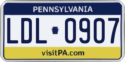 PA license plate LDL0907