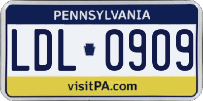 PA license plate LDL0909