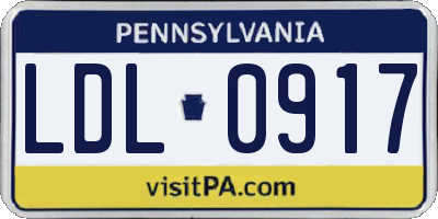 PA license plate LDL0917